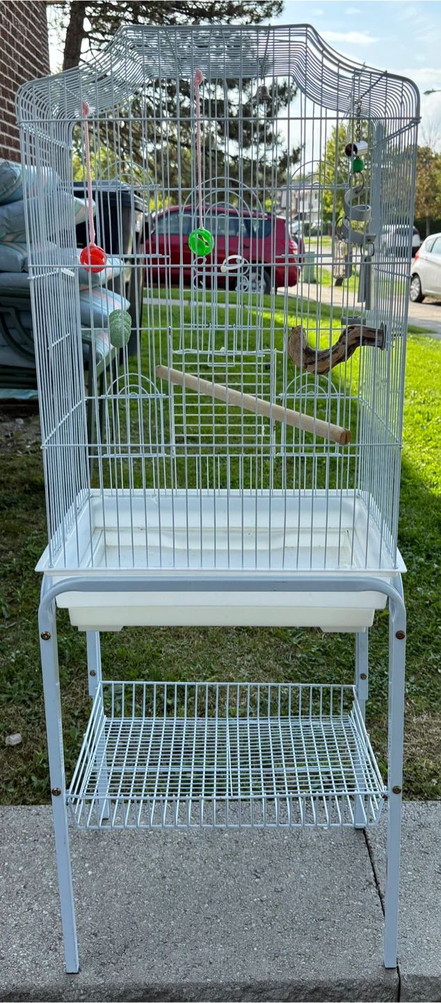 White Bird Cage with Stand - photo 3