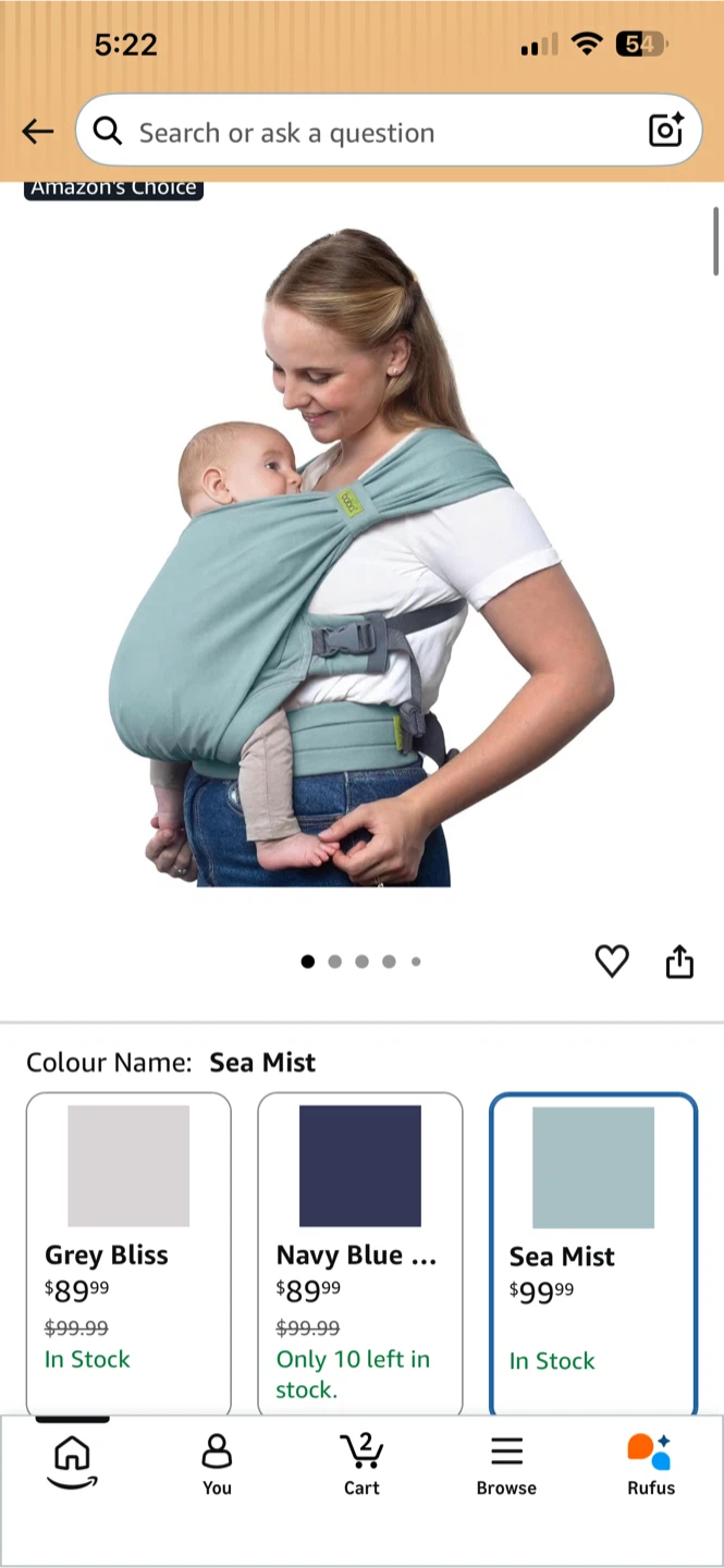 Boba Bliss Pre-Wrapped Baby Wrap Carrier - Sea Mist - photo 2