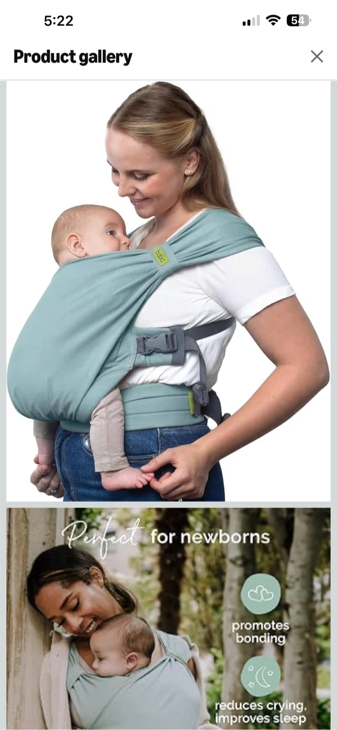 Boba Bliss Pre-Wrapped Baby Wrap Carrier - Sea Mist - photo 3