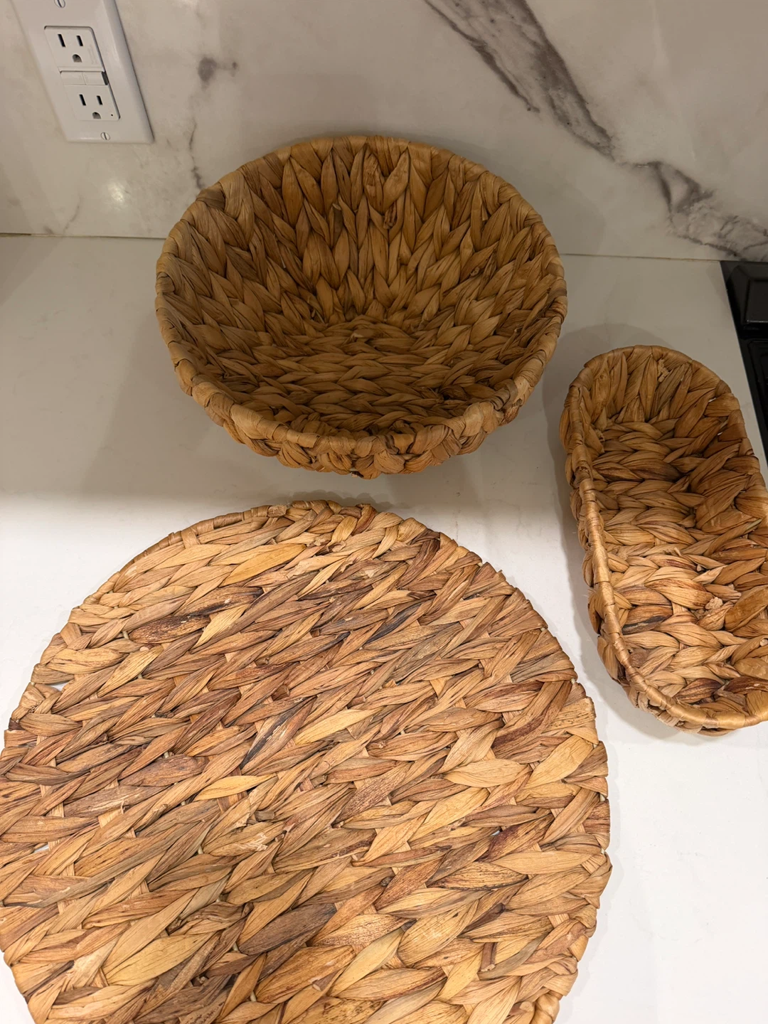 Set of 3 Woven Baskets & Placemat - photo 2