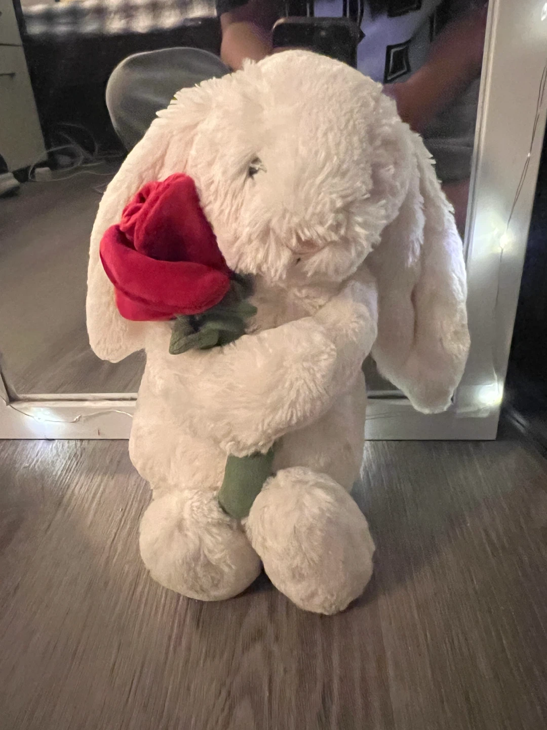 Jellycat Bashful Cream Bunny with Rose