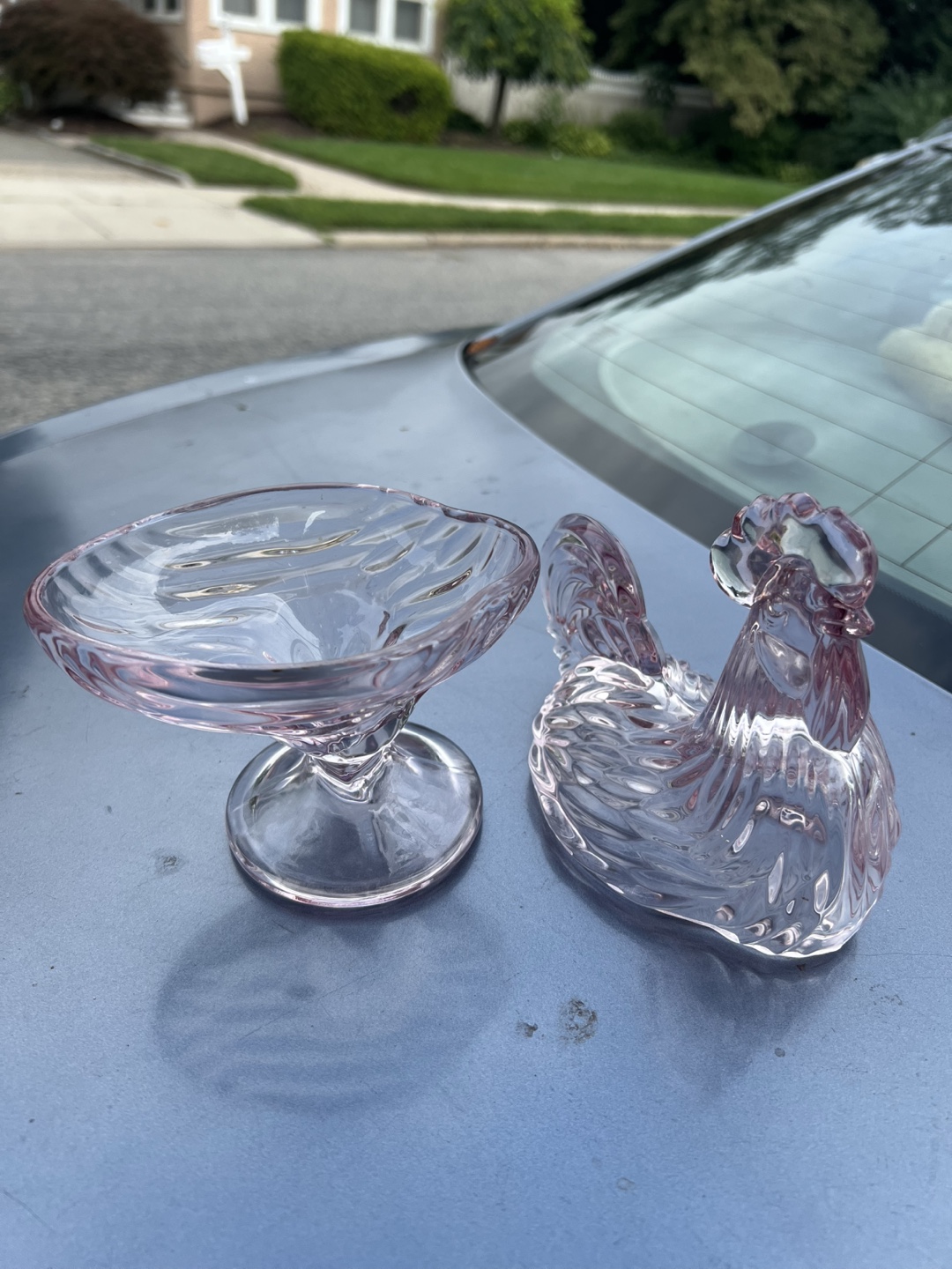 Pink Glass Rooster Candy Dish - photo 2