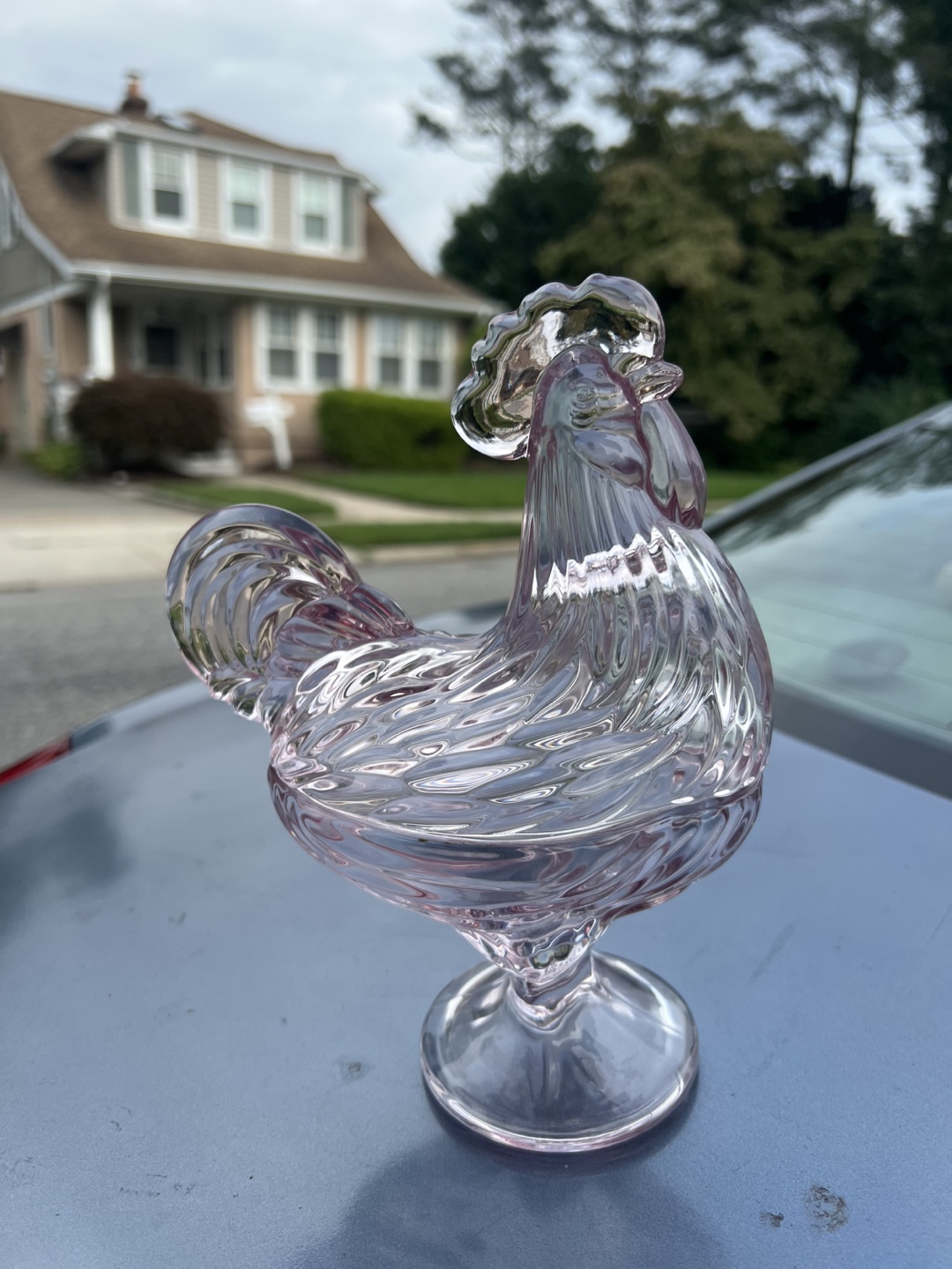 Pink Glass Rooster Candy Dish - photo 3