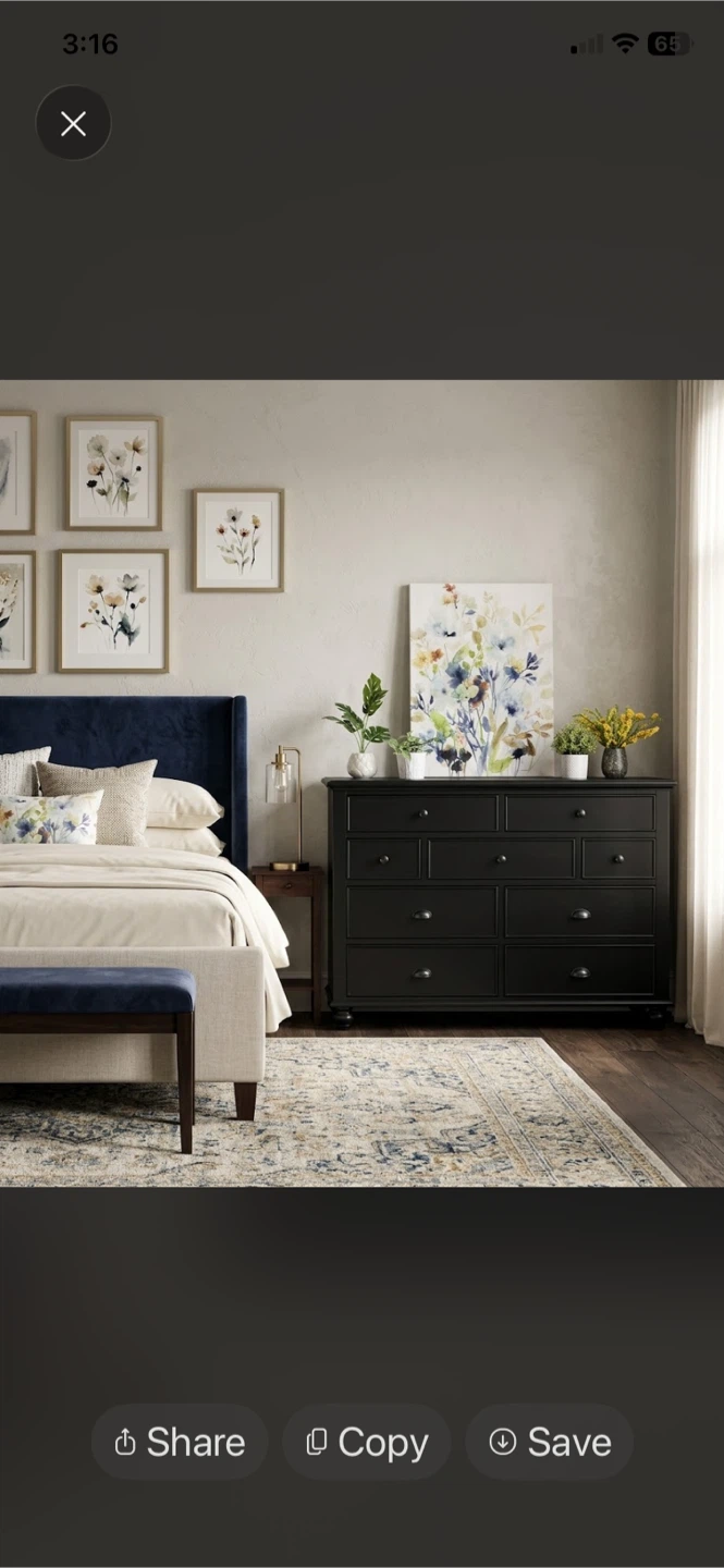 Beautiful Hardwood XL Long Dresser Midnight Black