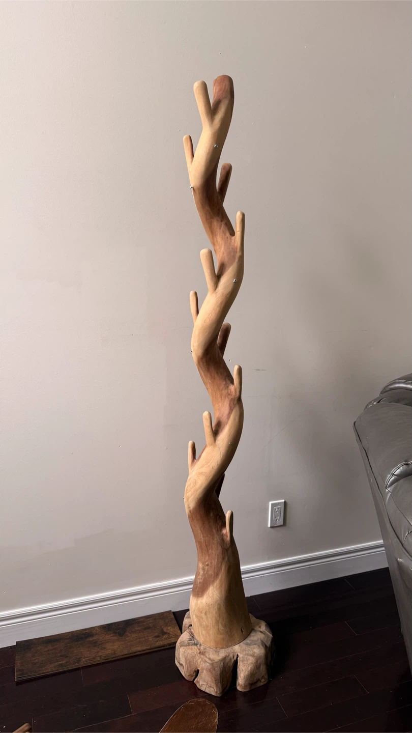 Unique Hand-Shaped Wooden Coat Rack