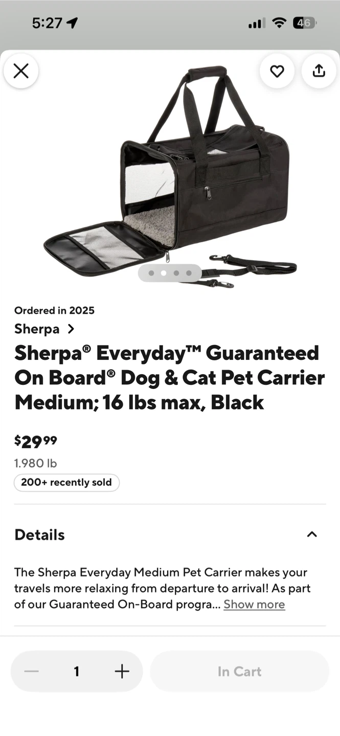 Sherpa Everyday Dog & Cat Pet Carrier - Medium, Black - photo 5