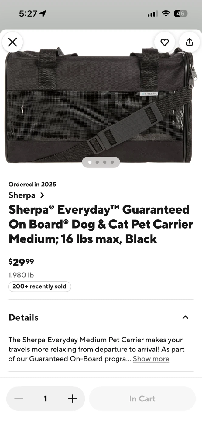 Sherpa Everyday Dog & Cat Pet Carrier - Medium, Black - photo 4