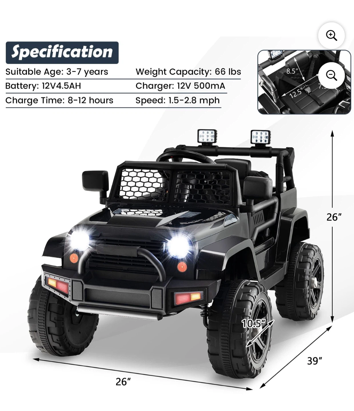 Black Ride-On Jeep for Kids - photo 4