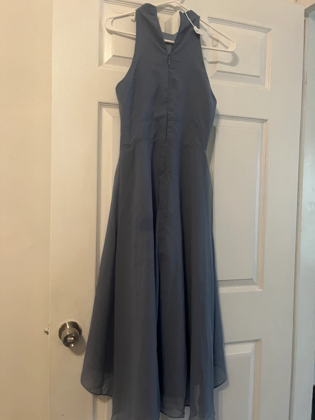 Blue Halter Neck High-Low Dress