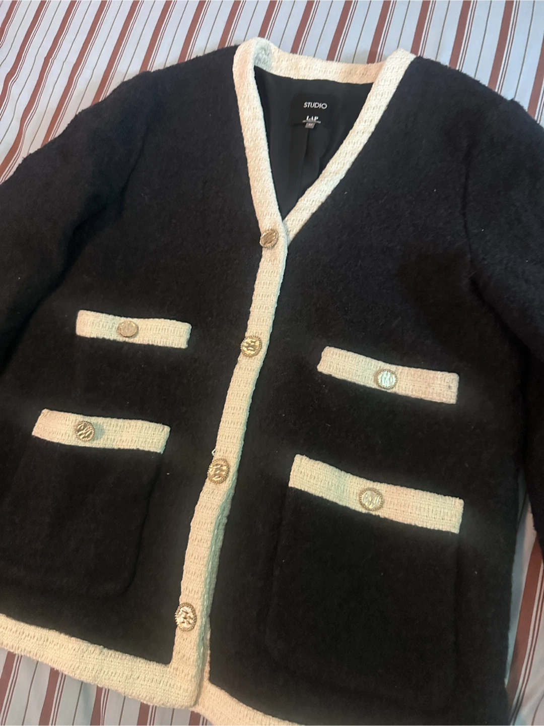 Studio Black Cardigan with White Trim - photo 2