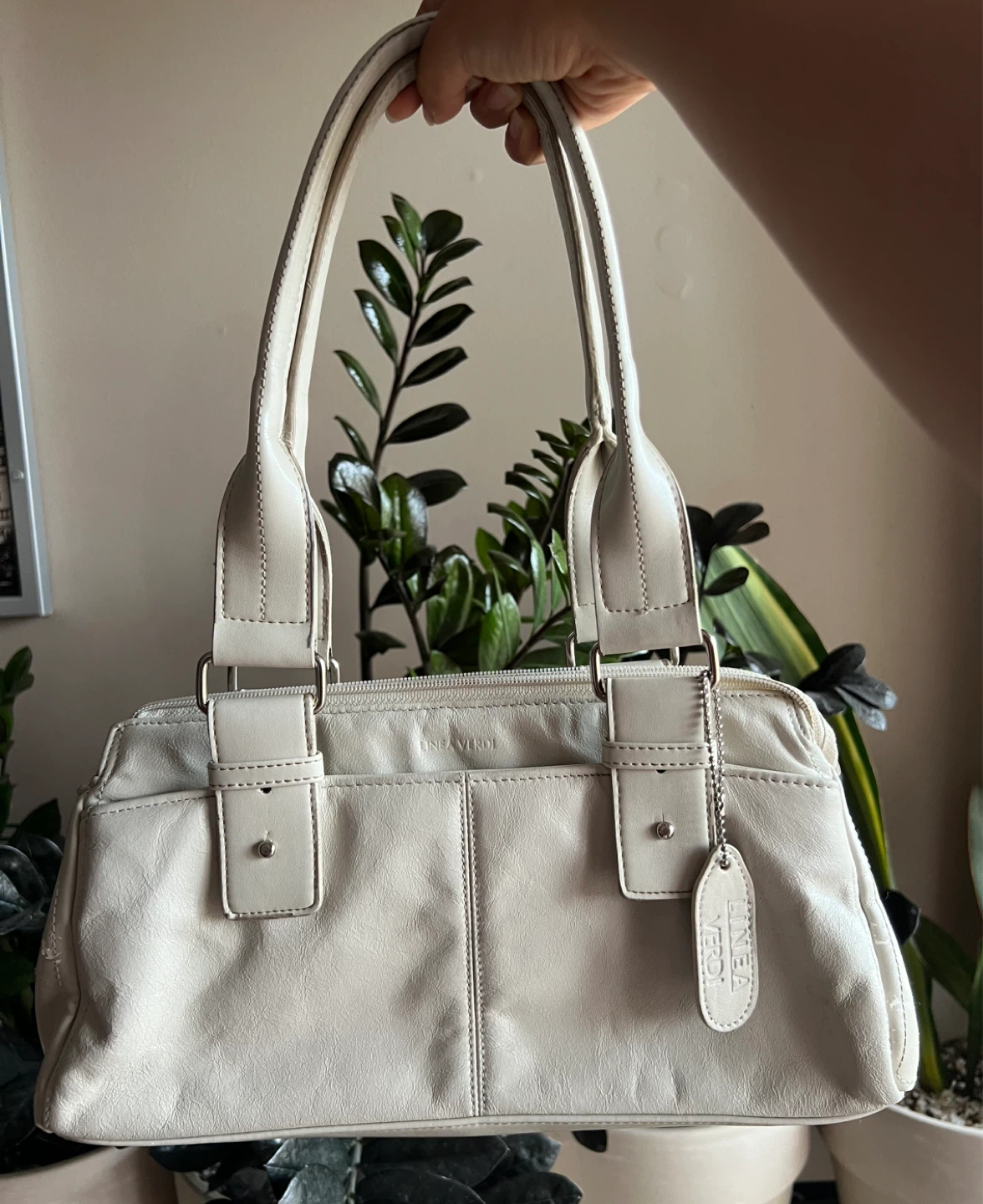 Linea Verdi Off White Leather Bag