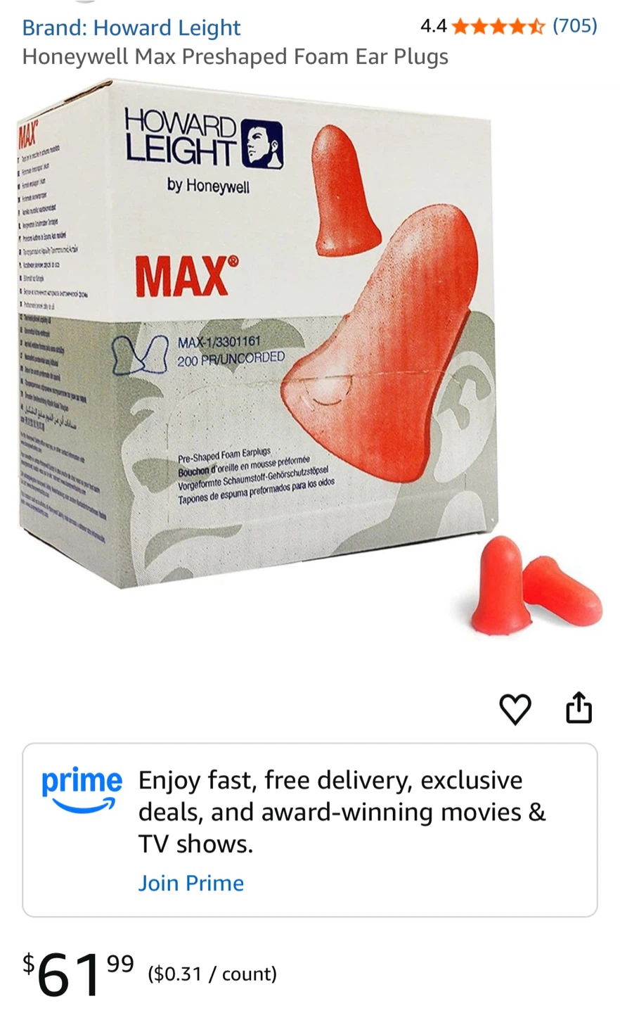 Howard Leight Max Earplugs - 200 Pairs