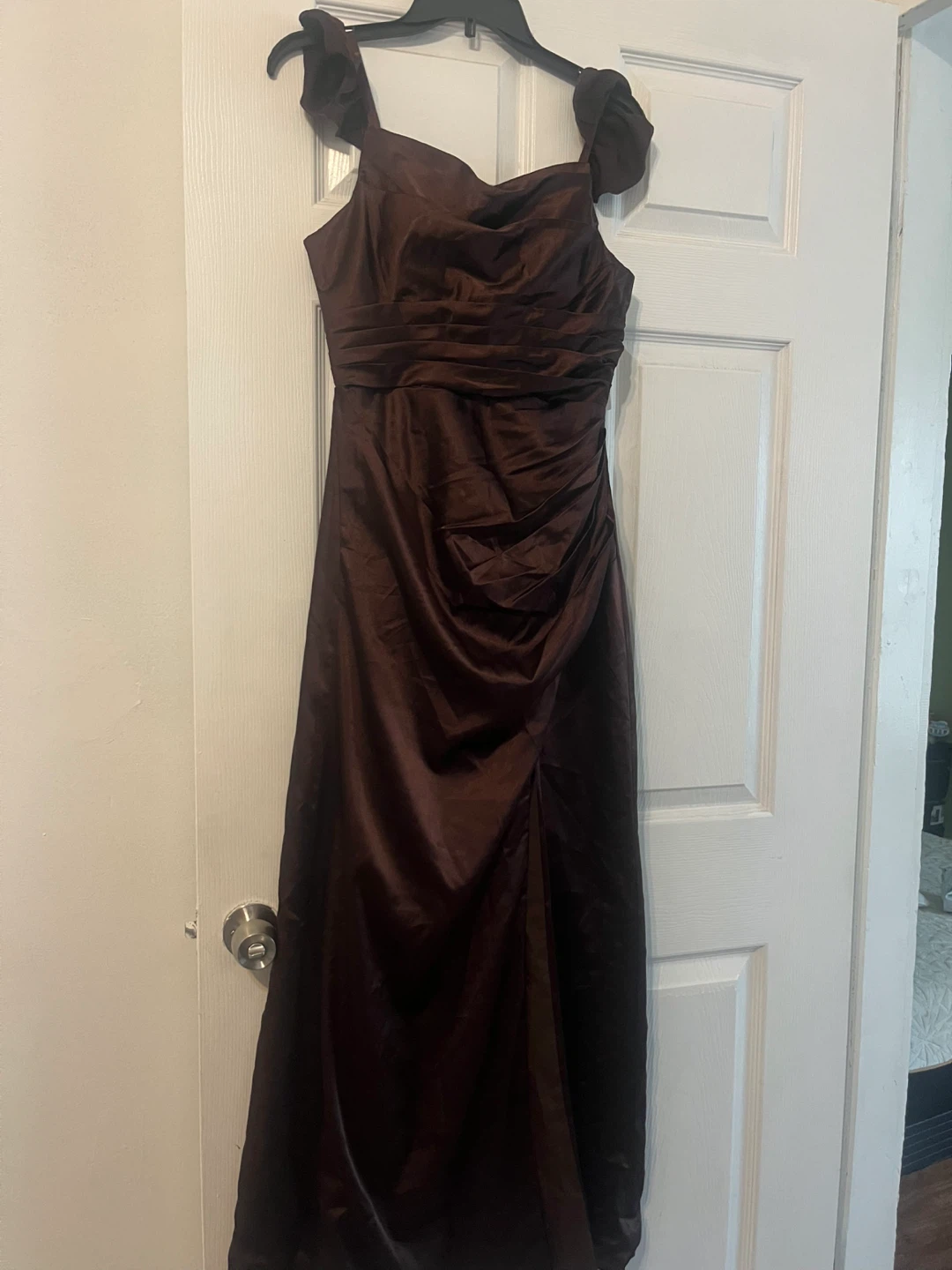 Brown Satin Maxi Dress with Corset Back - photo 2