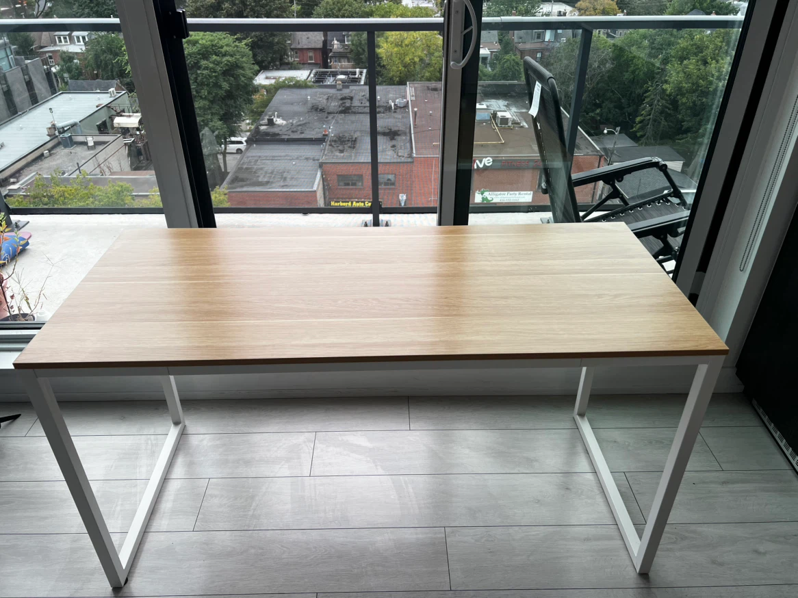 Desk Table with White Metal Legs