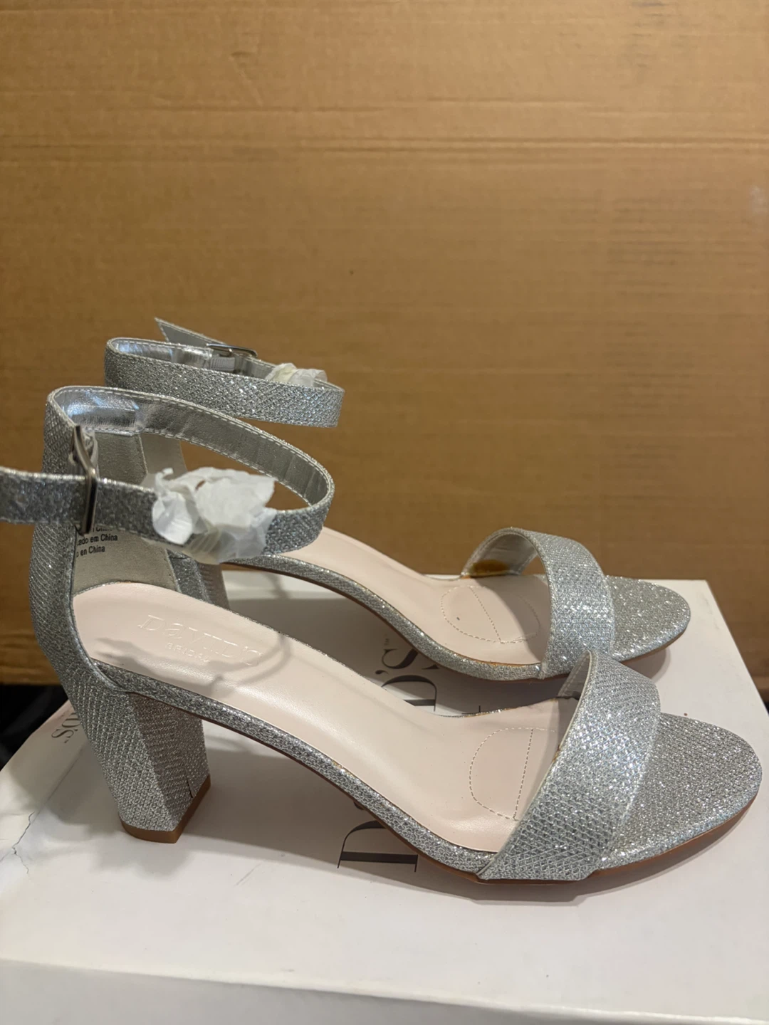 Silver Glitter Block Heels