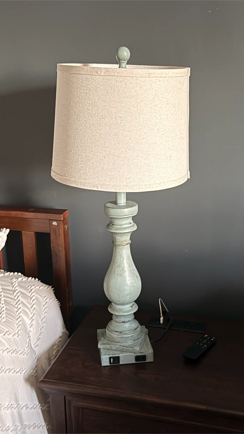 Light Blue Table Lamp with USB Ports - photo 2