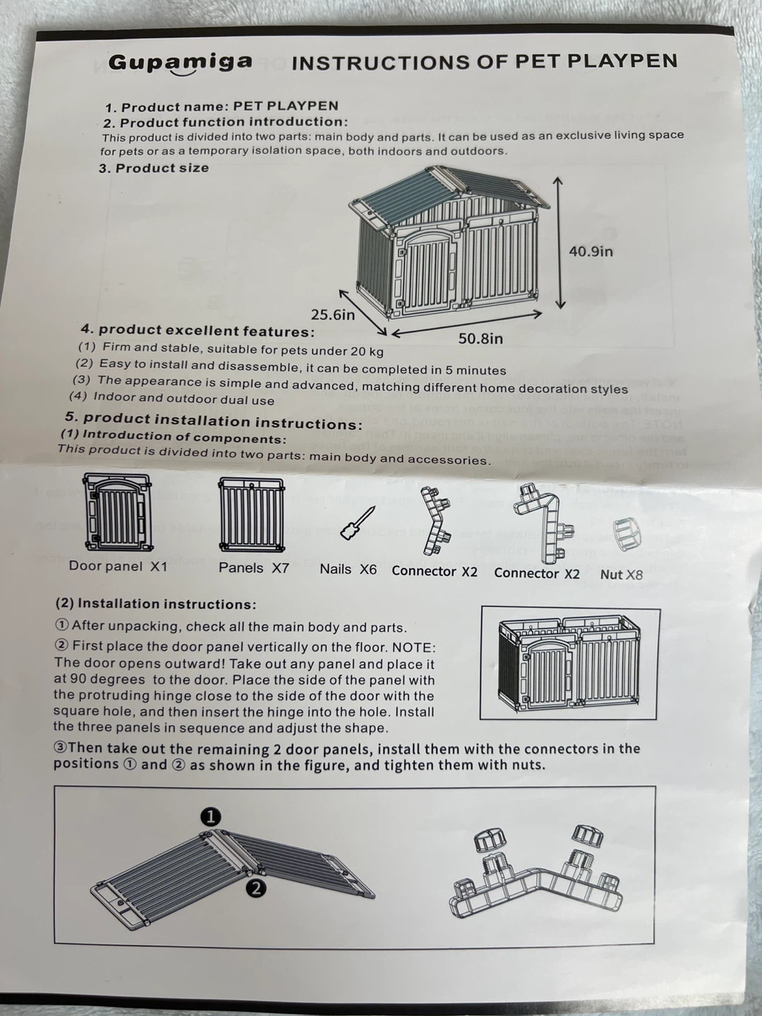 White Plastic Adjustable Playpen for Pets - photo 5