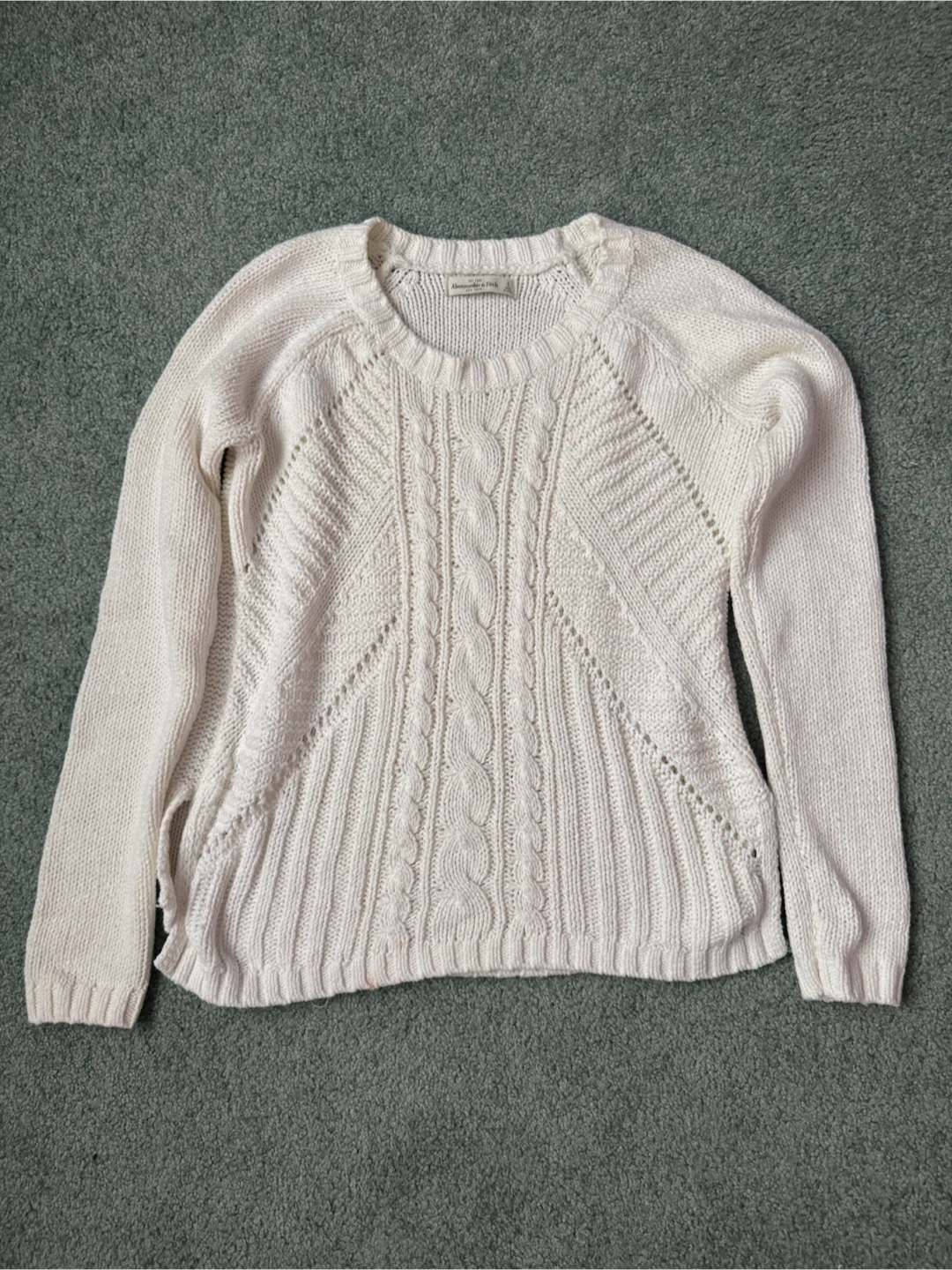 Abercrombie White Cable Knit Sweater - S