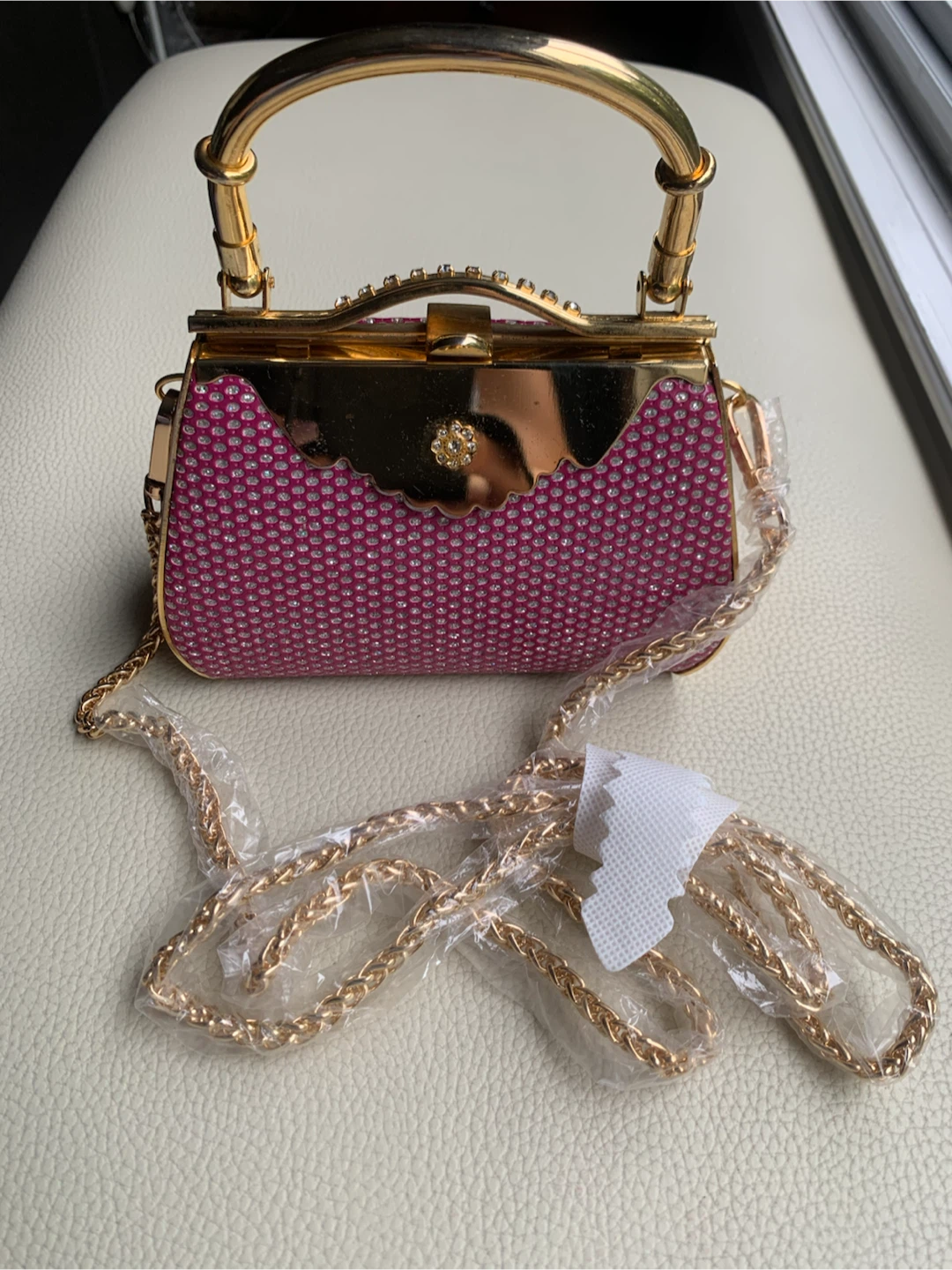 Sparkly Pink Clutch Purse with Gold Handle - photo 2