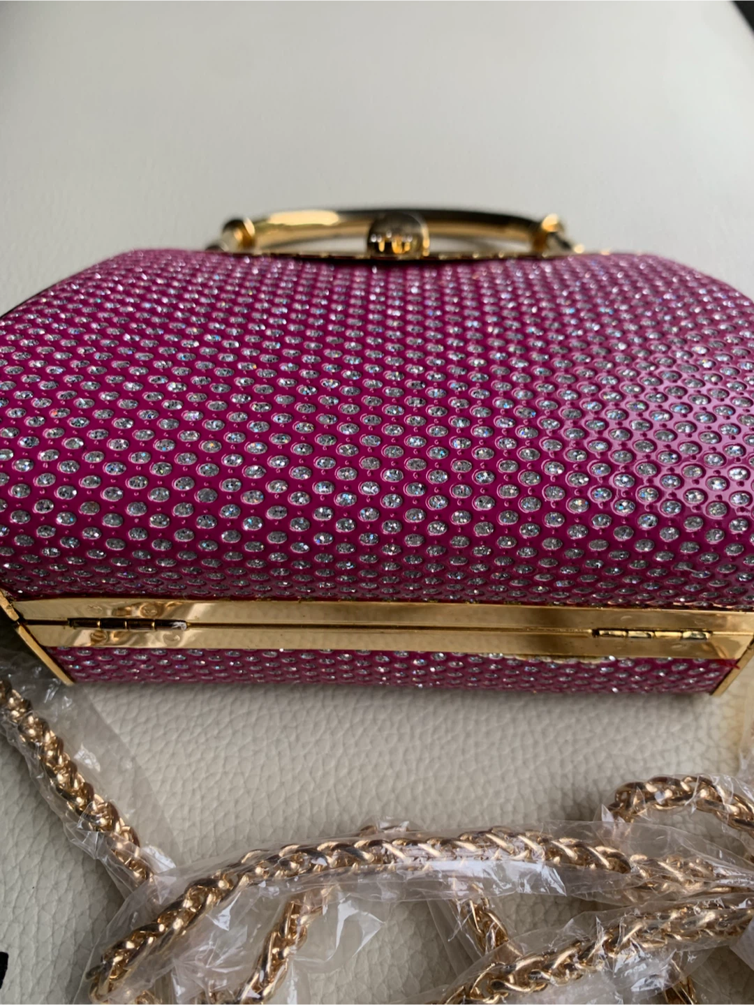 Sparkly Pink Clutch Purse with Gold Handle - photo 3