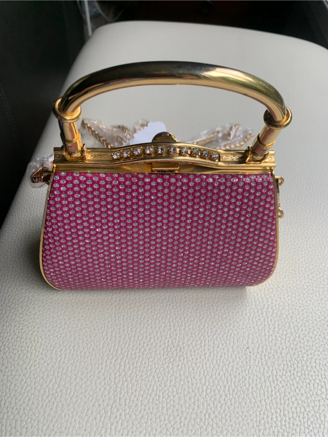 Sparkly Pink Clutch Purse with Gold Handle - photo 4