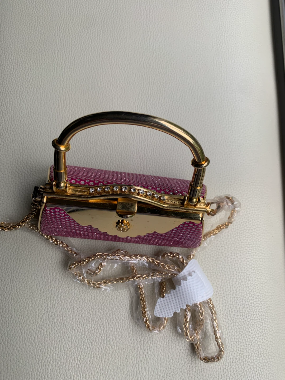 Sparkly Pink Clutch Purse with Gold Handle - photo 5