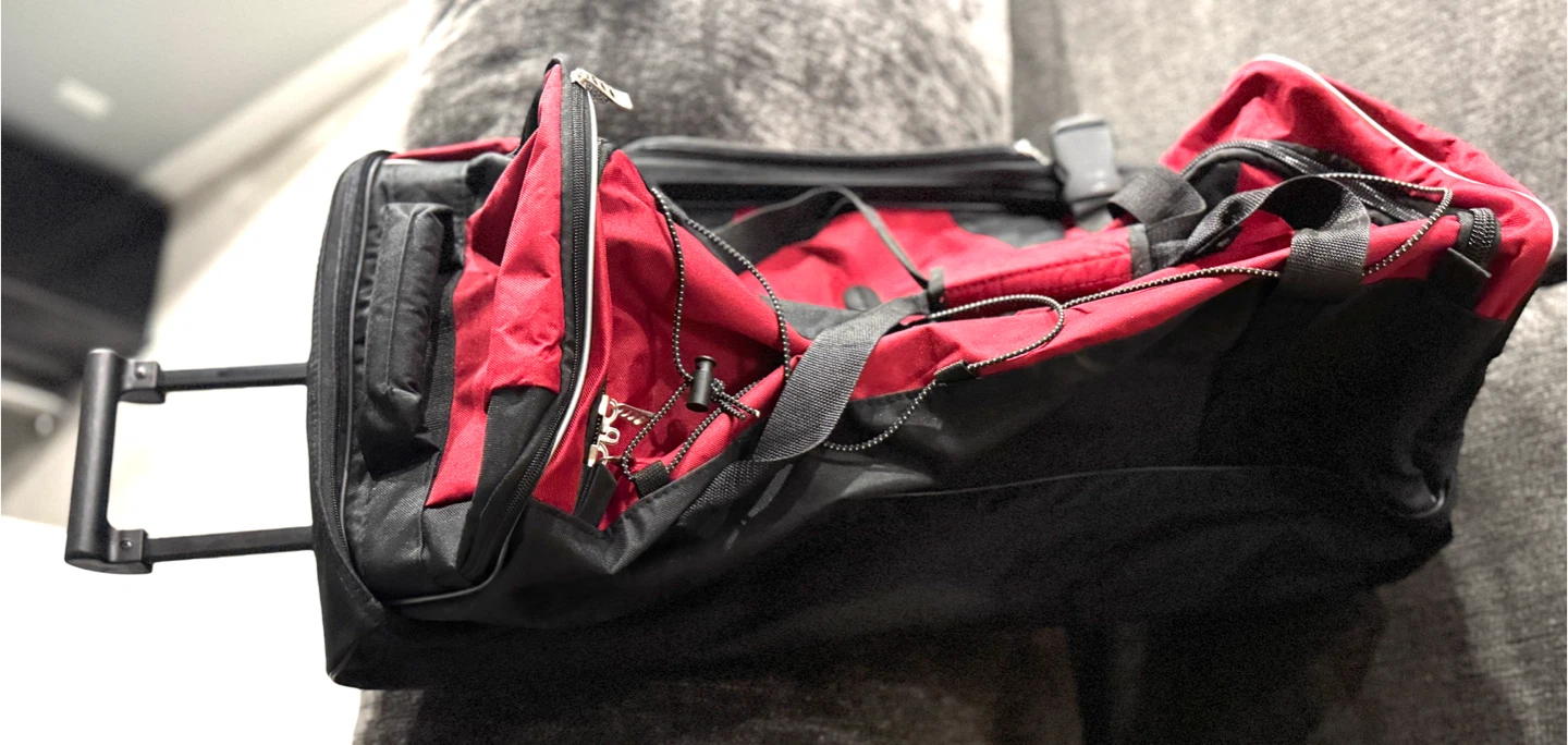 Red and Black Rolling Duffel Bag on wheels - photo 2