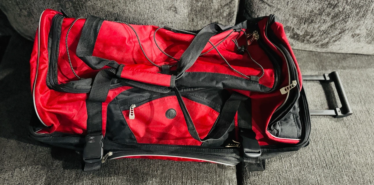 Red and Black Rolling Duffel Bag on wheels - photo 3