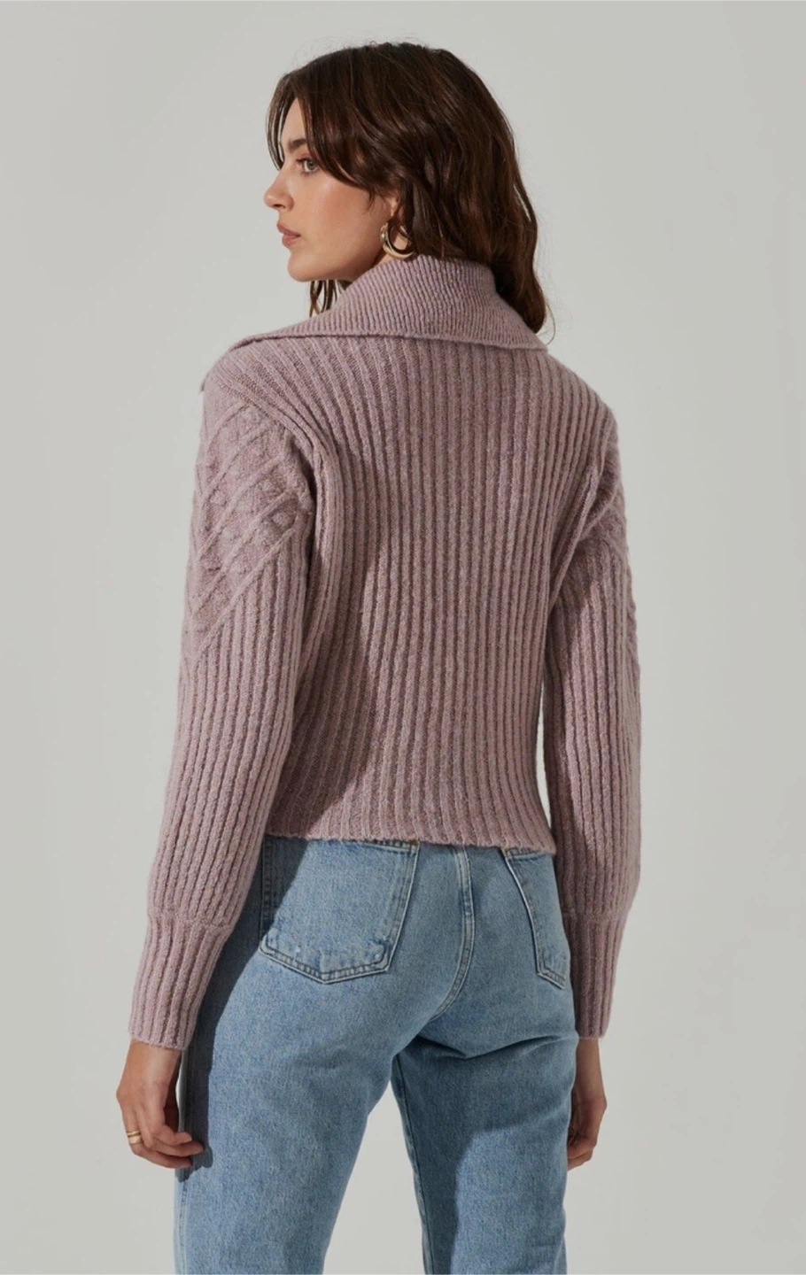 ASTR The Label Button Polo Sweater in Lilac - photo 2