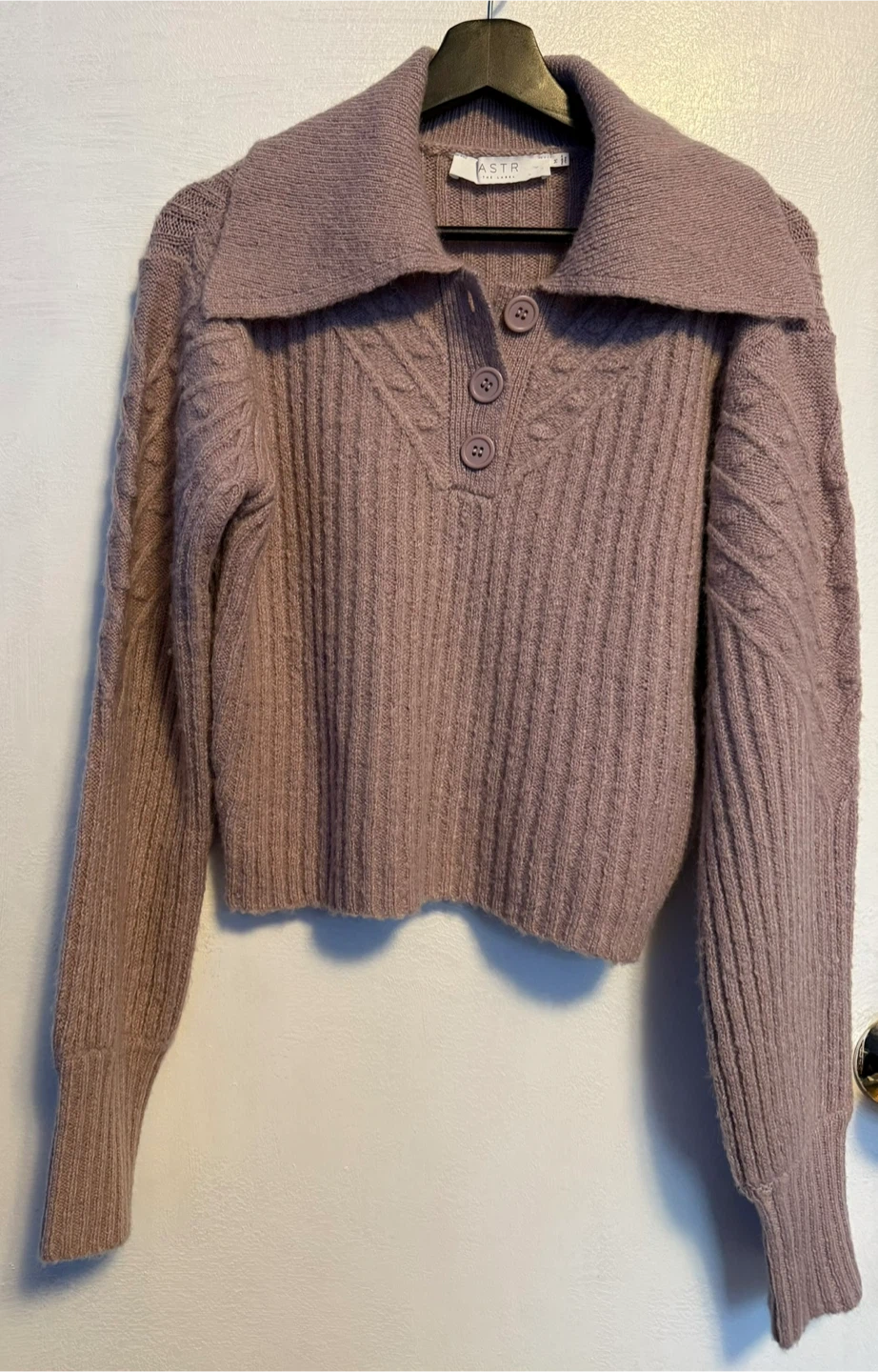 ASTR The Label Button Polo Sweater in Lilac - photo 3