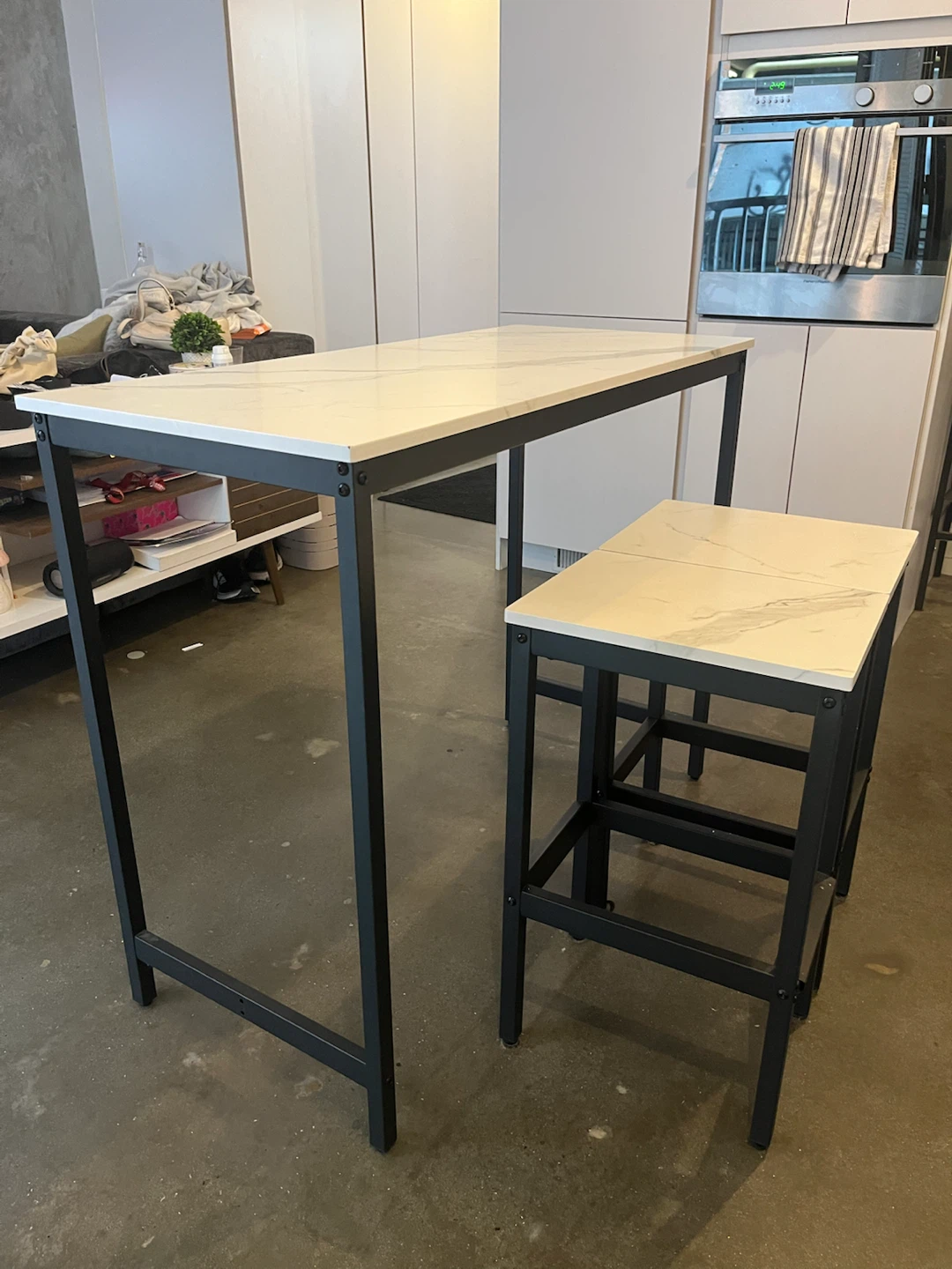Marble Top Bar Table with Stool Set