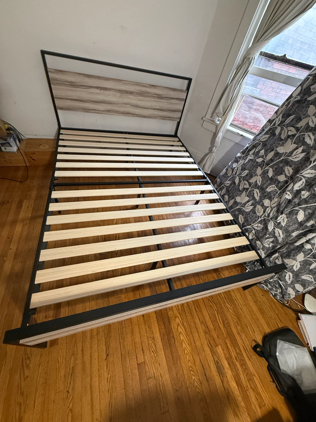 Metal Bed Frame with Wood Headboard - photo 2