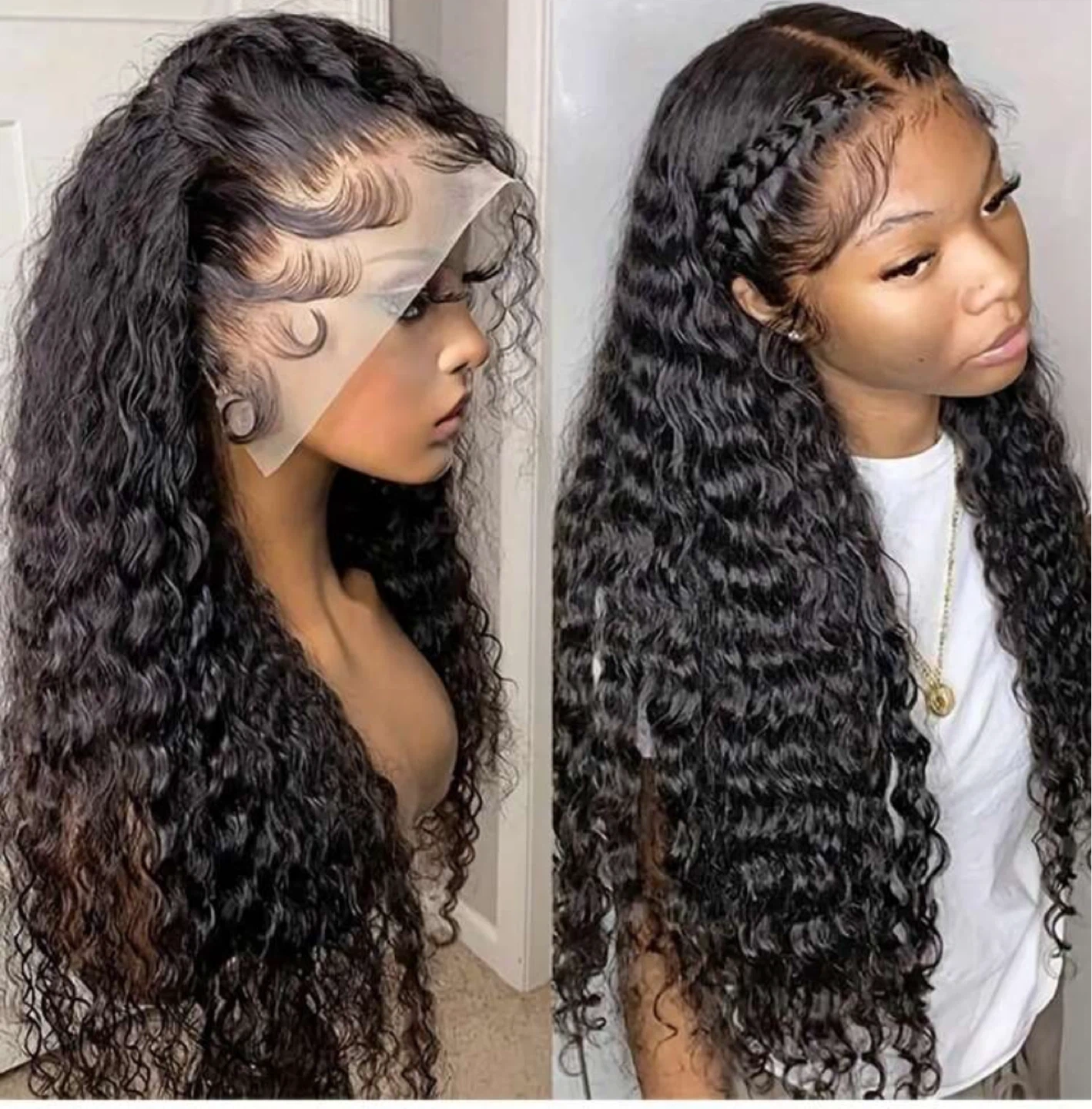 13x4 Transparent deep water wave preplucked wig