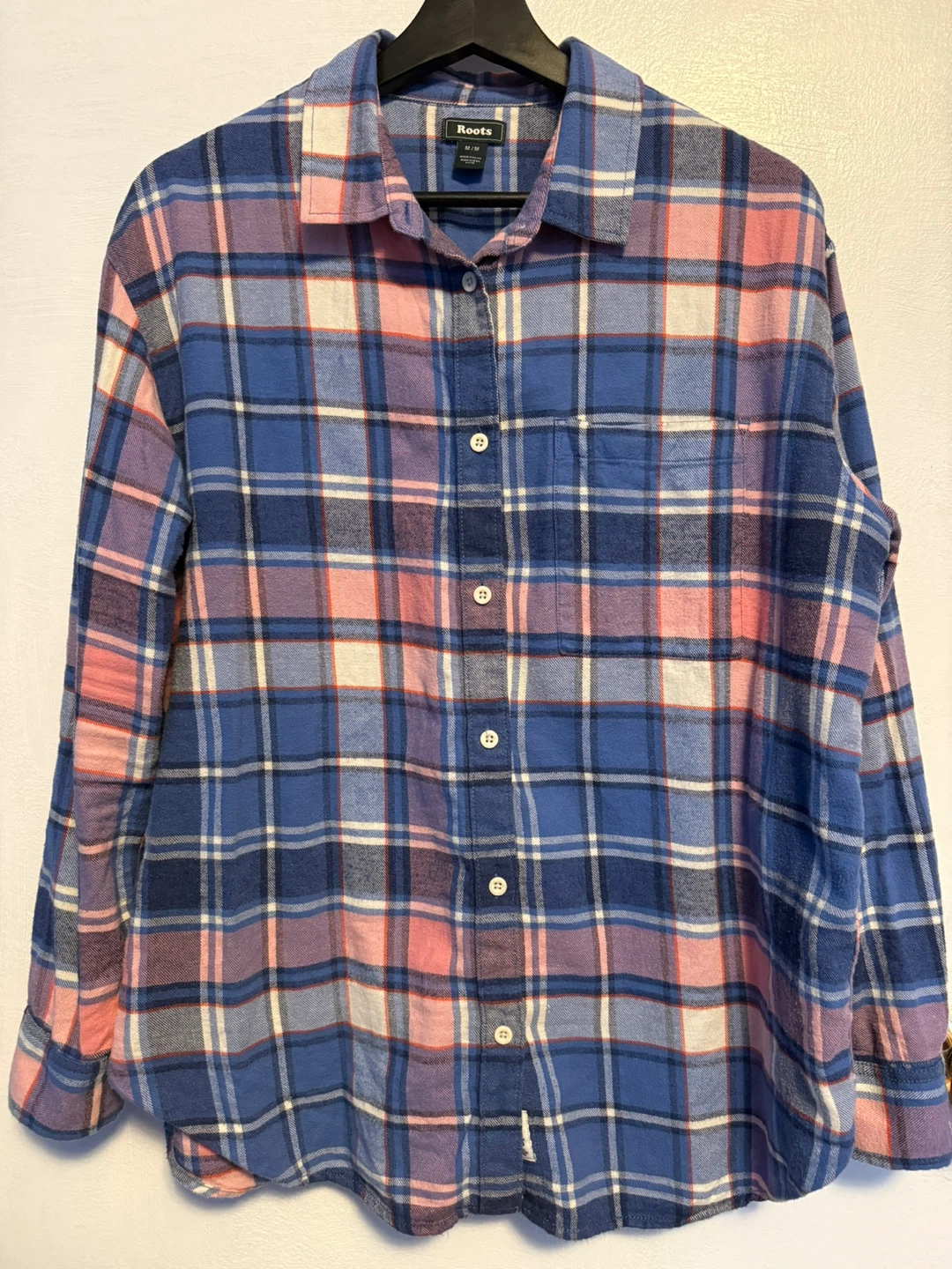 Roots Women’s Pastel Plaid Flannel Button-Up Top