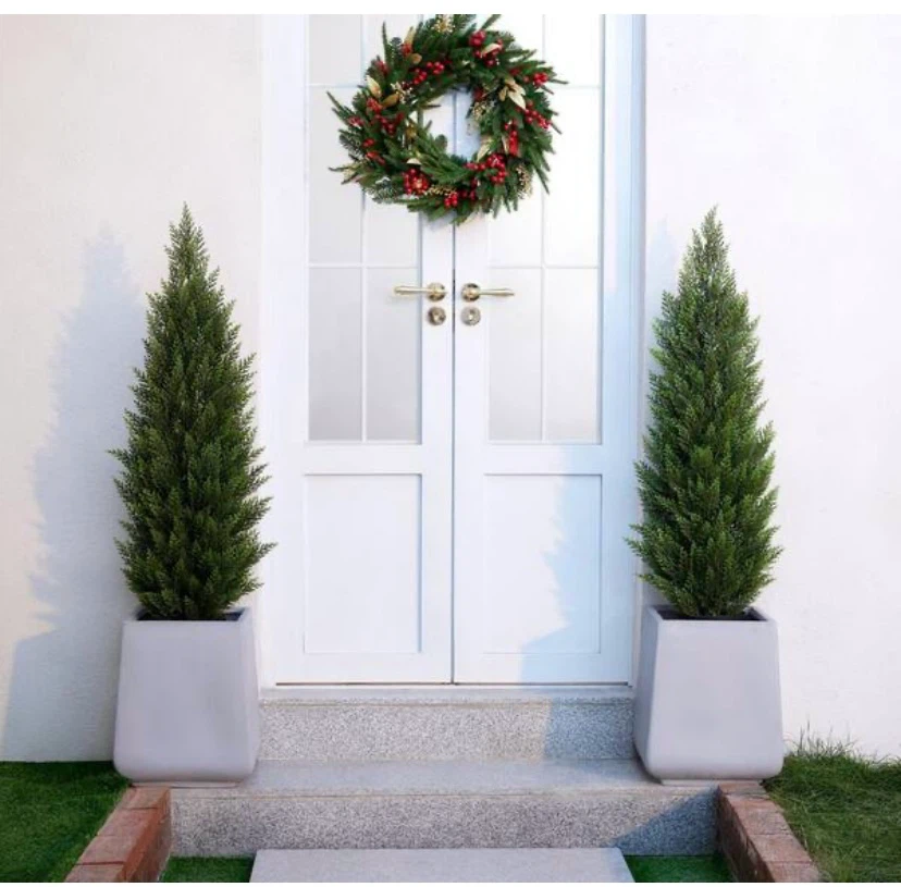 New 4 ft VeriNatural 2-Pack Artificial Cedar Topiary Trees
