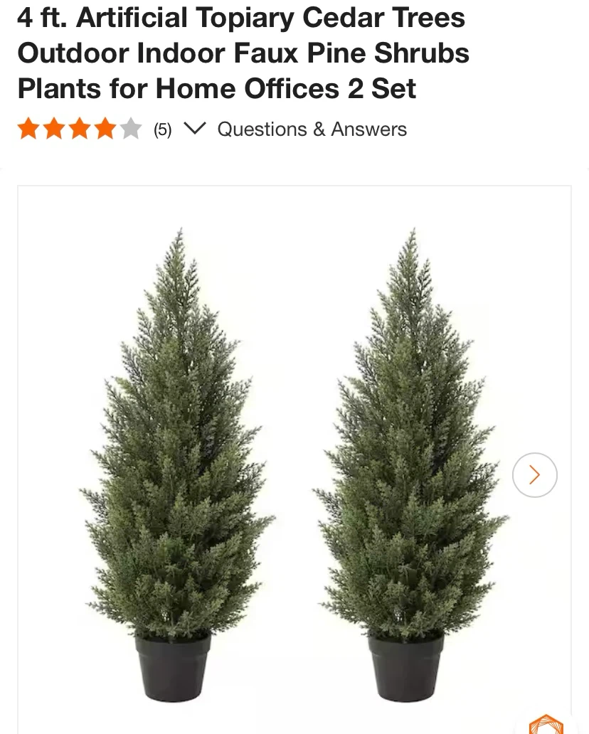 New 4 ft VeriNatural 2-Pack Artificial Cedar Topiary Trees - photo 2