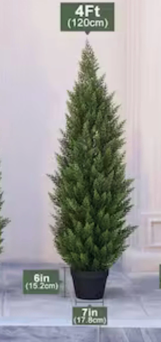 New 4 ft VeriNatural 2-Pack Artificial Cedar Topiary Trees - photo 5