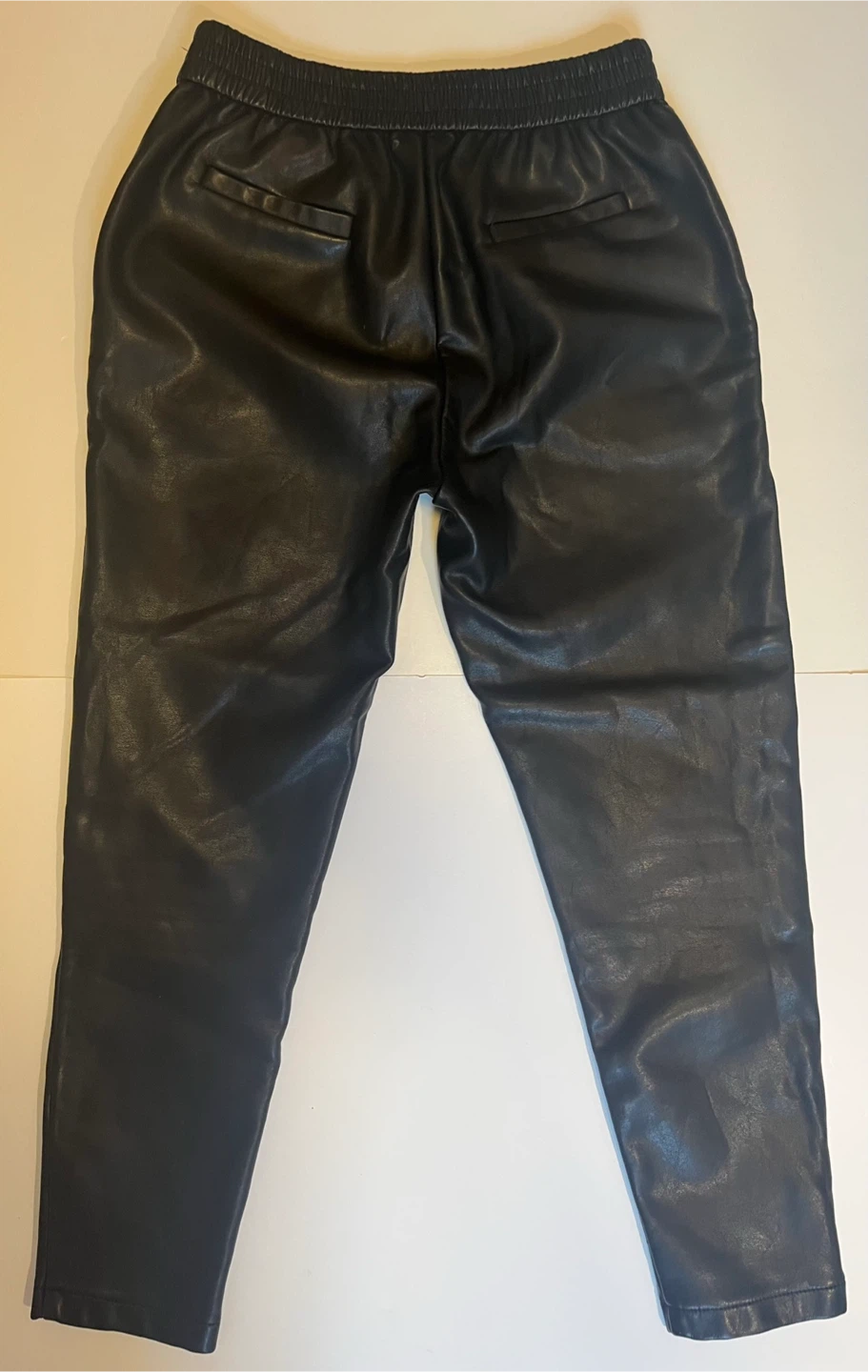 Black Faux Leather Jogger Pants - photo 2