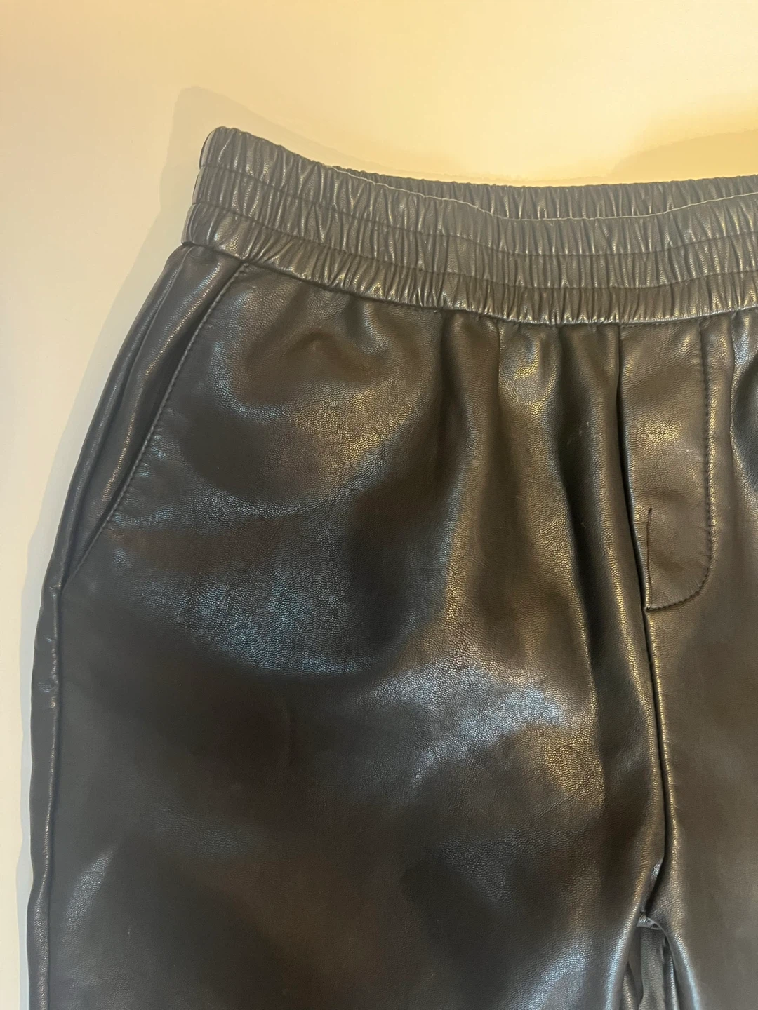 Black Faux Leather Jogger Pants - photo 3
