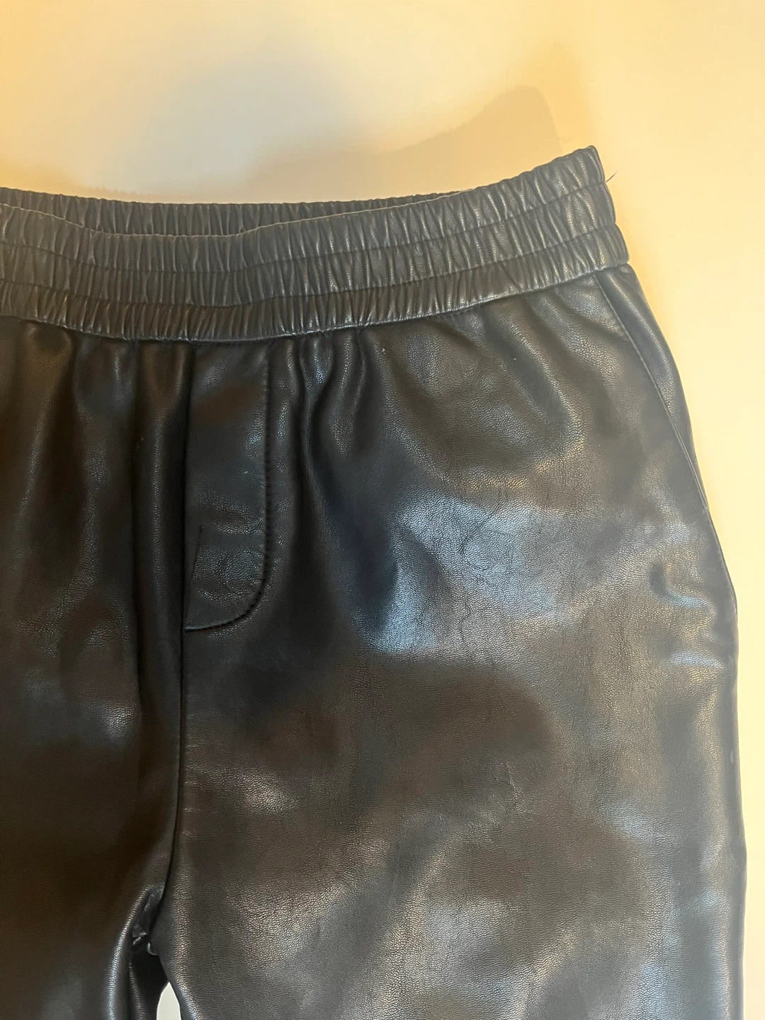 Black Faux Leather Jogger Pants - photo 4