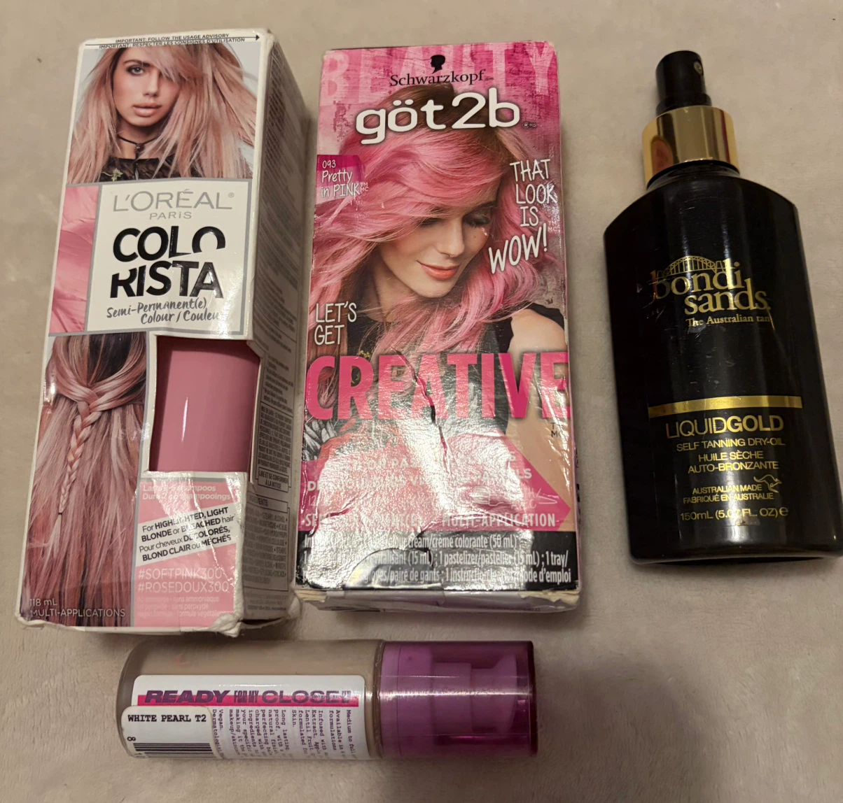 Beautiful cosmetics and hair colour