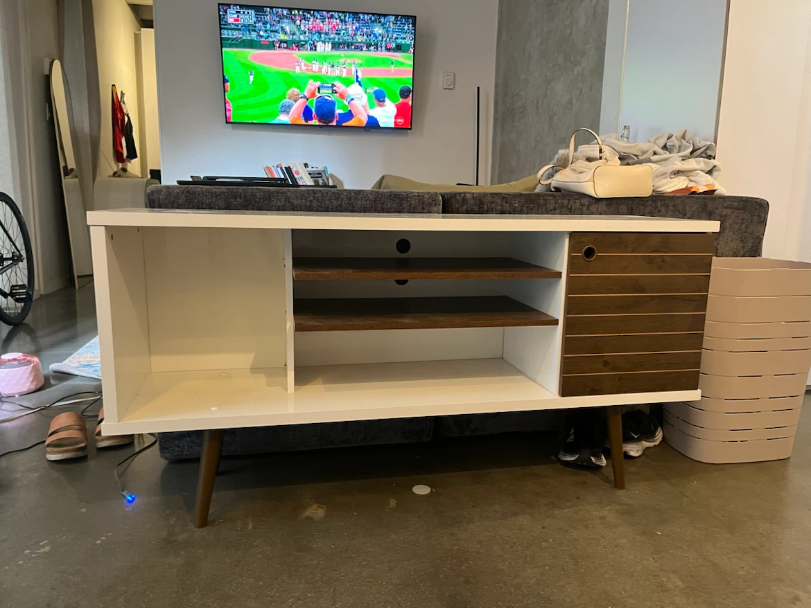White and Wood Media Console
