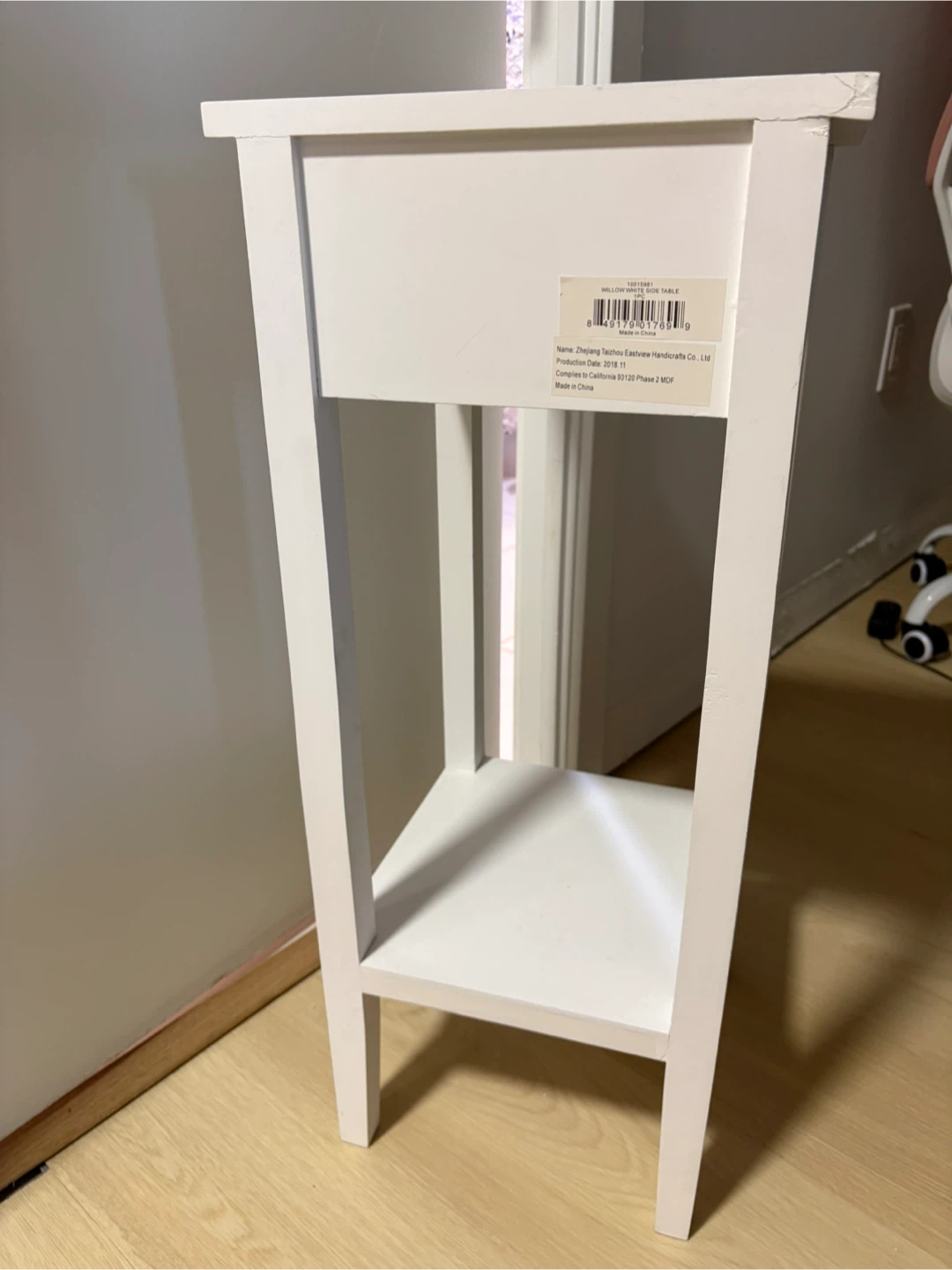 White Nightstand/Accent Table with Drawer - photo 3