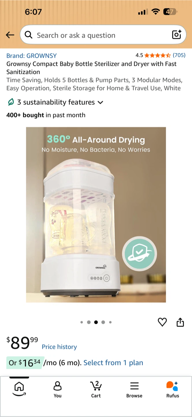 BNIB Grownsy Compact Baby Bottle Sterilizer & Dryer - photo 2