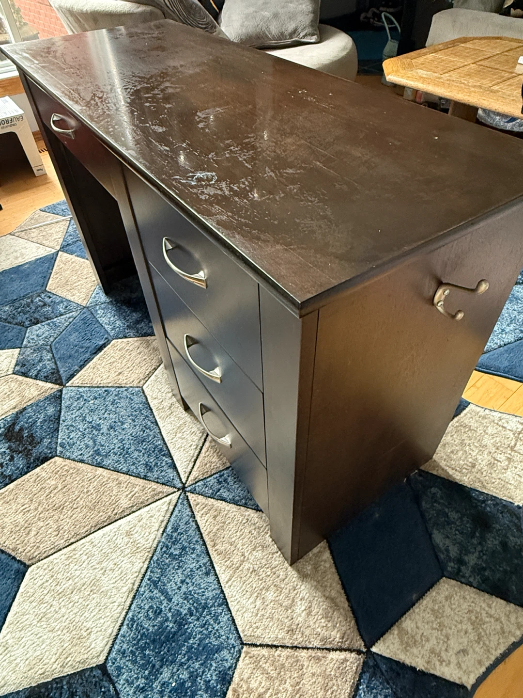 Dark Brown Desk with Drawers - photo 2