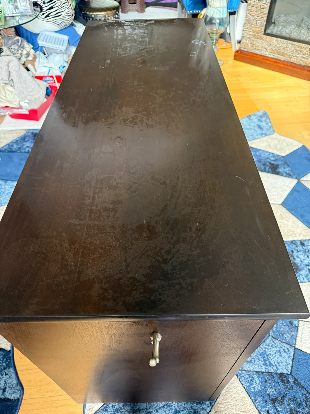 Dark Brown Desk with Drawers - photo 4