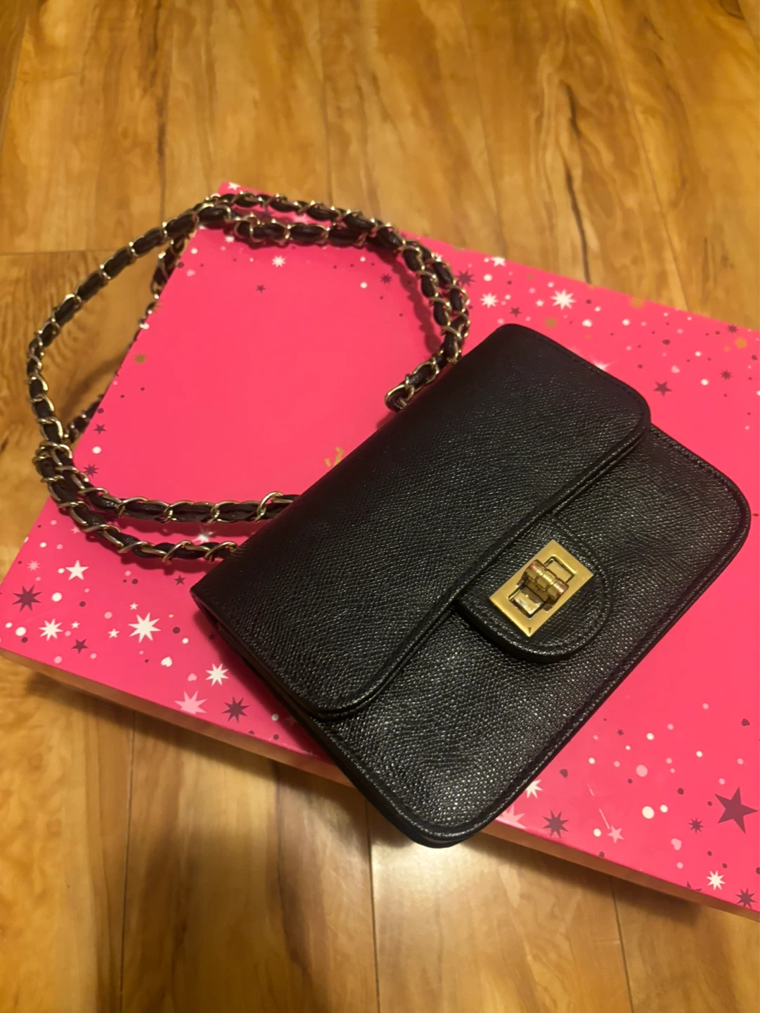 Classic Black Mini Bag (Saffiano Texture / Chain Strap)