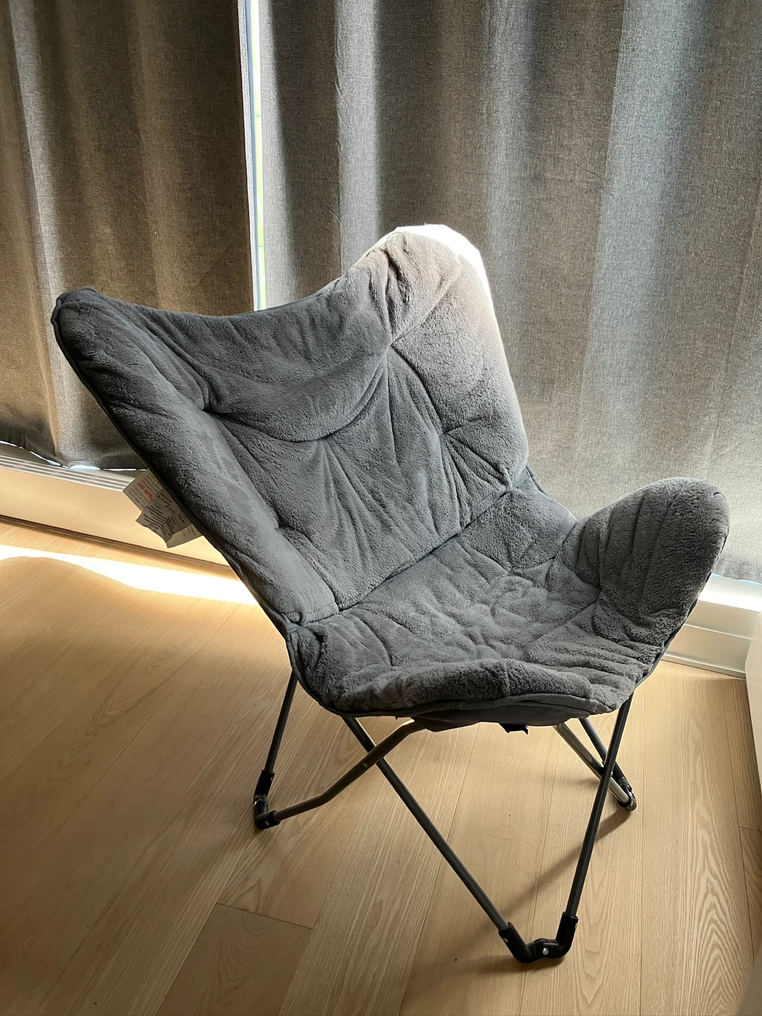 Faux Fur Butterfly Chair - Grey