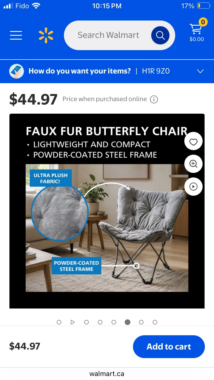 Faux Fur Butterfly Chair - Grey - photo 2