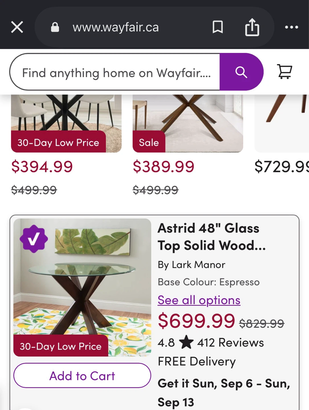 Astrid 48" Glass Top Solid Wood Dining Table - photo 4